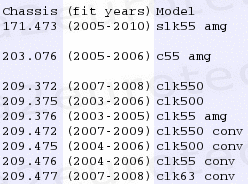 chassis 171 473 203 076 209 372 209 375 209