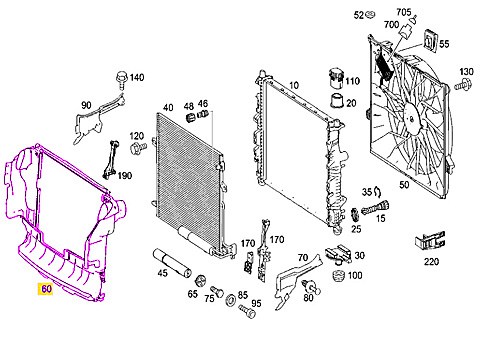 Mercedes w164 (07 10) Fan Shroud In Front of Radiator  