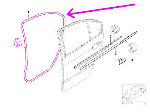 BMW e46 SEDAN Door Seal Weatherstrip RIGHT Rear rubber gasket  