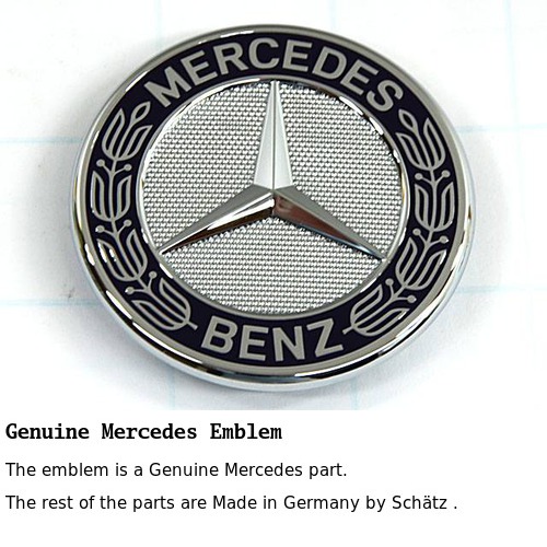 Mercedes Hood Emblem Star Delete Flat Badge Kit German Made w Laurel Logo